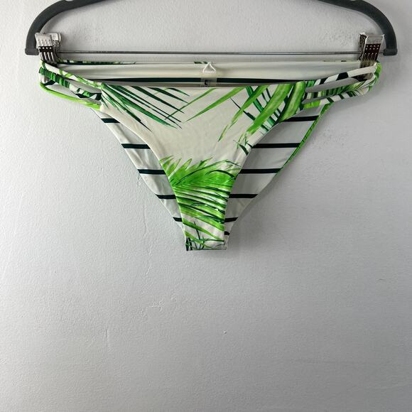 TiniBikini White Green SwimSuit Set Nylon Stretch Tropical Print Size Medium M - Picture 5 of 8